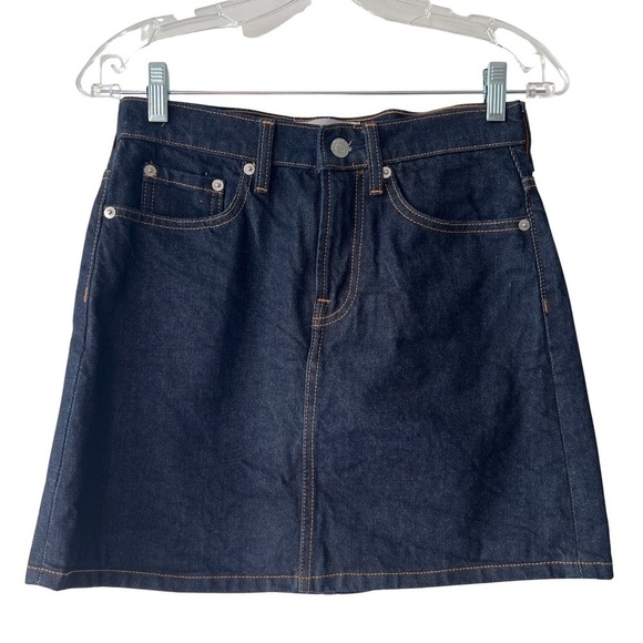 Everlane Dark Denim Mini Skirt Size 25 - Picture 2 of 7